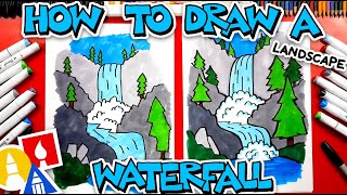 How To Draw A Waterfall Landscape  CampYouTube Draw WithMe [upl. by Jacoba]