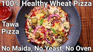 Atta Pizza Recipe in Kadai  No Oven No Maida No Yeast  No Oven Wholemeal Wheat Pizza in Kadai [upl. by Ahsikrats]