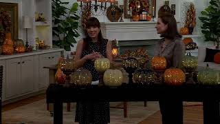 Set of 2 Illuminated Starry Night Glass Pumpkins by Valerie on QVC [upl. by Jonina586]