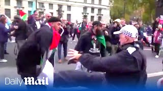 Furious protestors confront police making arrest at proPalestine march in London [upl. by Seel]