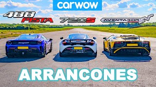 Ferrari 488 Pista vs McLaren 720S vs Lamborghini Aventador SV ¡ARRANCONES [upl. by Anibas]