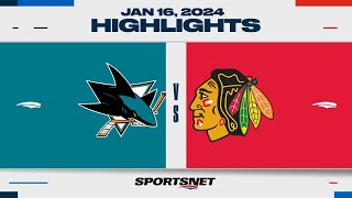 NHL Highlights  Sharks vs Blackhawks  January 16 2024 [upl. by Khichabia]