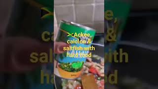 Ackee saltfish callaloo and saltfish with hard food Jamaican 🇯🇲🇯🇲🇯🇲🇯🇲 style [upl. by Charlene160]