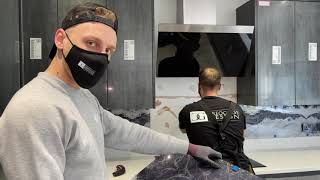 Installing a Glass Kitchen Splashback with CreoGlass Design  Crystal Stones Design [upl. by Amerak853]