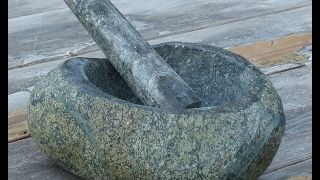 Stone Carving The Granite Fieldstone Mortar amp Pestle [upl. by Aennaej]