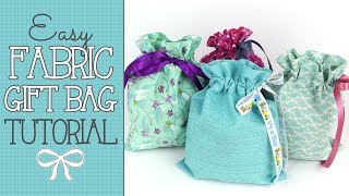 Drawstring Fabric Gift Bag Tutorial  Quick amp EASY Scrap Buster [upl. by Nuhsed]