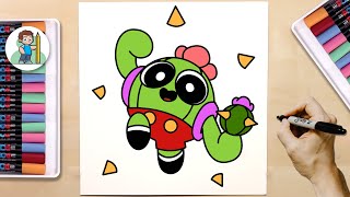 How to Draw Toon Spike From Brawl Stars  New Spike Skin  Toon Spike [upl. by Wauters]