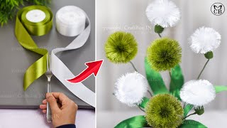 DIY Satin Ribbon reeds flowers  How to make ribbon crafts  best Ribbon decoration ideas [upl. by Brainard]