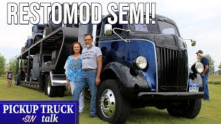 1947 Ford COE Semi With Classic Car Trailer  Interview with Owners [upl. by Okkin]