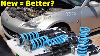 Installing the new and improved T6 coilovers from maxspeedingrods on my Nissan 350z [upl. by Aitselec]