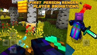 MCPE 116 First Person Render  Player Animation Addon Customizable Capes and Vert Shader Pack [upl. by Genny]