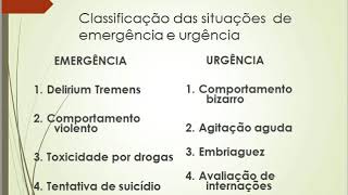 Aula 11 Urgência e Emergência Psiquiátrica vídeo 1 [upl. by Roberta]