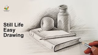 Still Life Quick Drawing Easy Step Step with Pencil Shading stroke [upl. by Nawk935]