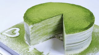 抹茶千层蛋糕，一个平底锅就能搞定的美味 Matcha Mille Crepe Cake ❗ NO bake easy to make [upl. by Nnawaj]