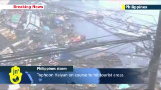 Typhoon Haiyan battering the Philippines massive storm thought to be one of biggest ever recorded [upl. by Hugh]