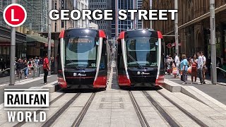 New Sydney Light Rail  Trams in George Street with third rail APS  Circular Quay to Haymarket [upl. by Nitnert]