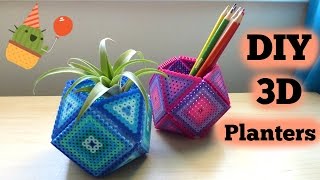 DIY 3D Perler Bead Geometric Planters [upl. by Ardyth]