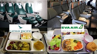 EVA Air vs Cathay Pacific Premium Economy 777 Experience [upl. by Woolley]