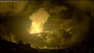 V1cam captures Kīlauea summit eruption onset in Halema‘uma‘u  June 7 2023 [upl. by Yruok496]