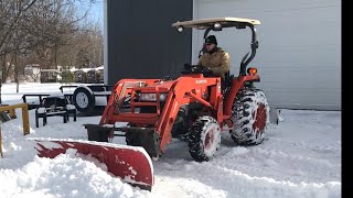 164 DIY quick attach snow plow on Kubota L3400 [upl. by Nageet382]