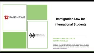 Immigration Law for International Students  Fanshaw College Simcoe Campus May 2024 [upl. by Trinl]