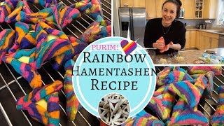 HAMENTASHEN RECIPE How to Make Rainbow Hamentashen for Purim [upl. by Ogata]