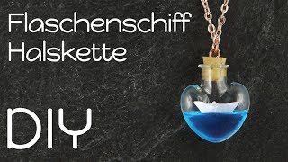 Buddelschiff Kette  Flaschenschiff Resin DIY  leichte Gießharz Anleitung  Origami Boot Halskette [upl. by Nayrda862]