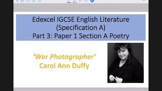 Analysis of ‘War Photographer’ by Carol Ann Duffy [upl. by Phiona483]