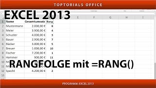 Rangfolge ermitteln mit der Funktion Rang Excel [upl. by Adilem]