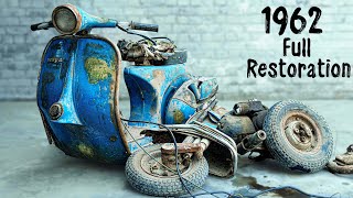 Full Restoration 60 years Old 1962 Vespa Scooter  Full Timelapse [upl. by Einnahc]