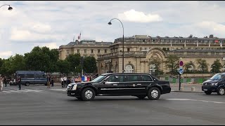 Motorcade of US and French Presidents  Donald Trump and Emmanuel Macron in Paris [upl. by Sanger]