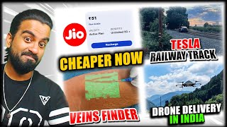 Jio Unlimited 5G At 51 Rs Tesla Self Drive Car on Railway Track Drone Delivery Approval in India [upl. by Delbert]