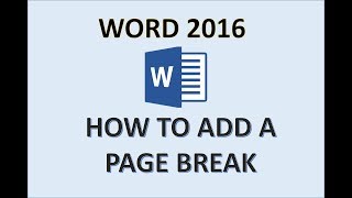 Word 2016  Page Break  How to Insert Do Use Add Put and Make Breaks in Pages  Inserting in MS 365 [upl. by Aneis]