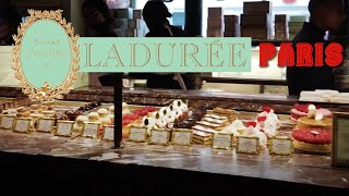 Patisserie Ladurée 🇫🇷 での楽しい時間パリのカフェをご覧ください 🍰 Champs Elysées  a short walk inside 4K [upl. by Nivonod644]