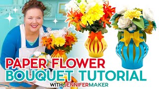 Paper Flower Bouquet Tutorial  Easy StepbyStep Directions [upl. by Brenton]