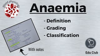 Anemia  Definition  Classification  Grading  Anaemia  Blood Physiology [upl. by Radek731]