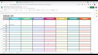 How to make a weekly planner printable in Google Sheets UPDATED Tutorial [upl. by Edrei]