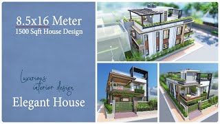 85 x 16 Meter  North Facing Corner House Design with Vastu  135 Sq Meter  1500 sqft  ID145 [upl. by Cadel]