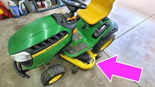 How to Replace Deck Belt on John Deere X350 with 48inch Deck [upl. by Haniraz]