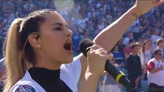 Pia Toscano Sings The National Anthem  LA Dodgers vs SF Giants  32918 [upl. by Eedrahs70]