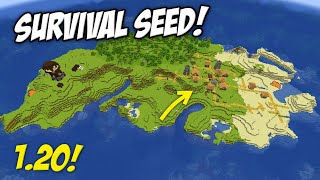 BEST Minecraft 120 SURVIVAL ISLAND Seed  Village amp Outpost [upl. by Osithe351]