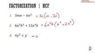 Factorization by HCF  Algebra [upl. by Aitsirt]