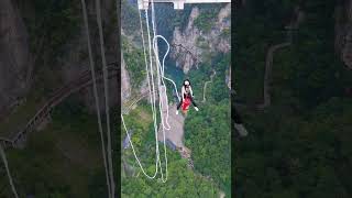 Zhangjiajie Grand Canyon Glass Bridge Bungee Jumping First Person View [upl. by Aztiley849]