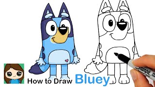 How to Draw Bluey the Puppy  Disney [upl. by Merry]