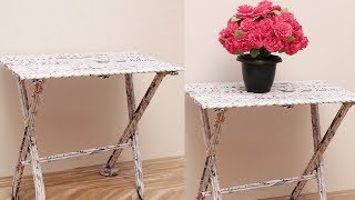 DIY Super Easy Newspaper Table  Diy Easy Newspaper Crafts  DIY Crafts [upl. by Enihpad]