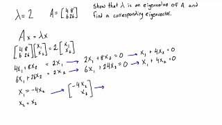 Show that λ is an eigenvalue of A and find a corresponding eigenvector [upl. by Lauter399]