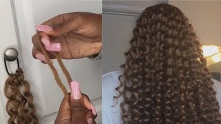 How to make a drawstring ponytail  with only hair tie amp freetress [upl. by Arekahs]