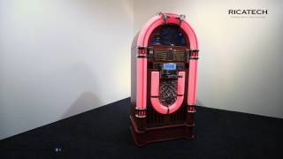 Ricatech RR3100 Fullsize 7colour LED Retro Jukebox with Bluetooth turntable CD USB SD radio [upl. by Old528]