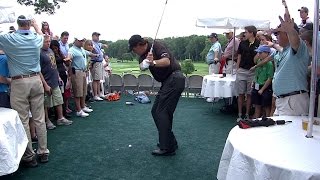 Phil Mickelsons shot from hospitality area at Barclays  longer version [upl. by Ariahay]