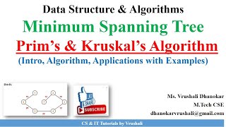 DSA 137 Minimum Spanning Tree  Prim’s amp Kruskal’s Algorithm  Examples [upl. by Prue]